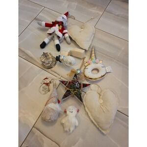 Set of 10 Frosted Snowman Christmas Ornaments Love Heart